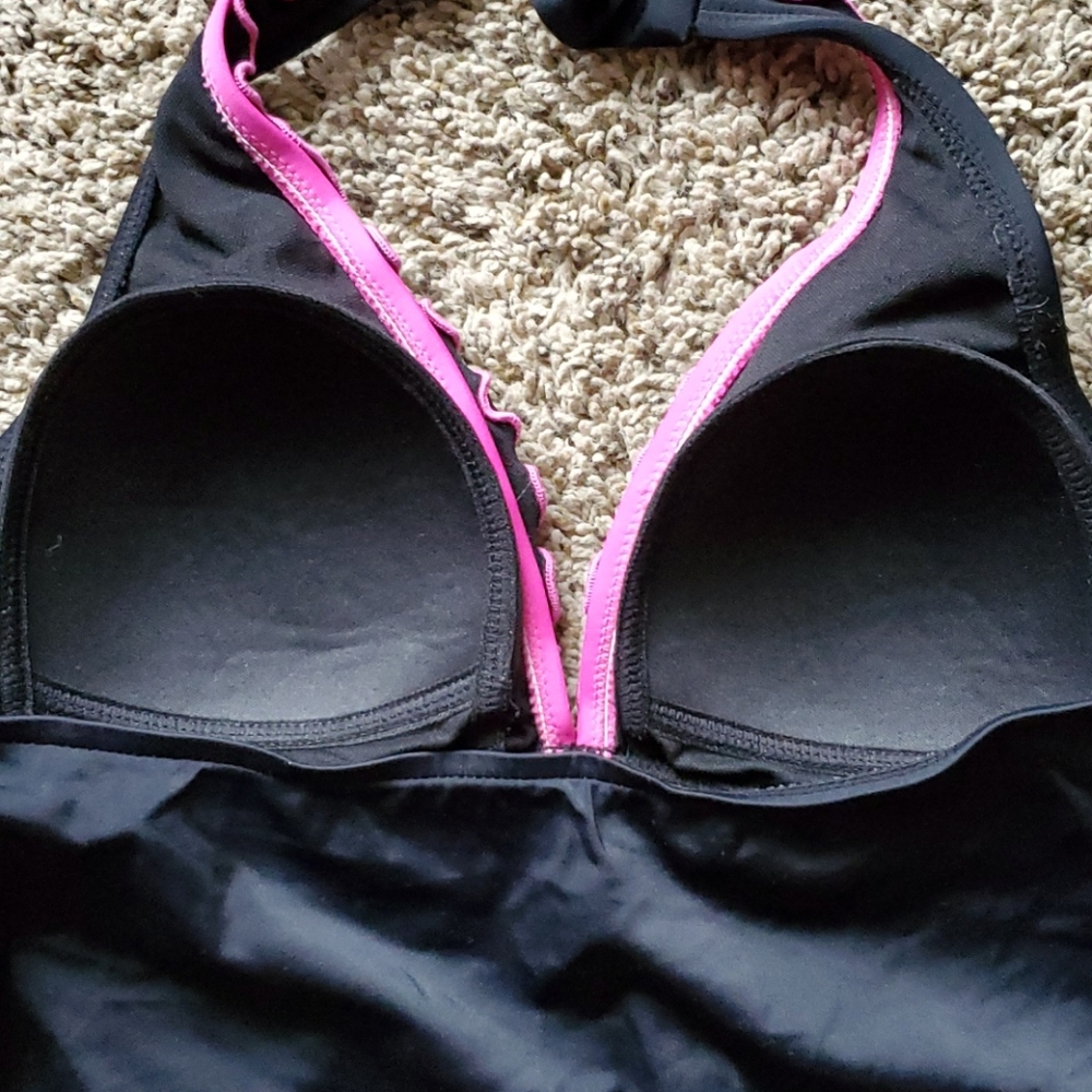 Black and Hot Pink Tankini Top - Picture 4 of 5
